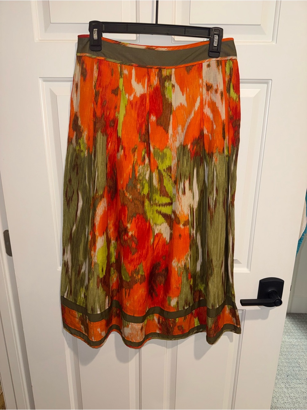 Talbots Orange, Olive & Lime Abstract A-Line Skirt